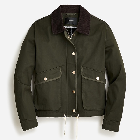J. Crew New Cropped Barn Jacket in Olive Green - Picture 2 of 9